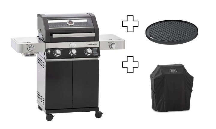 RÖSLE Gasgrill BBQ-Station VIDERO G3-S Vario+ mit Grillplatte & Schutzhülle